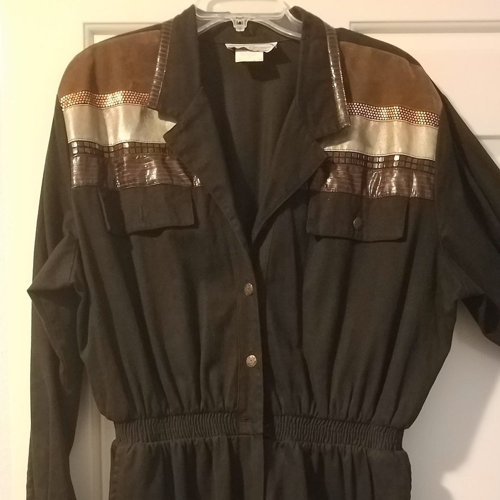 Jumpsuit w/Brushed Suede Yoke Insert